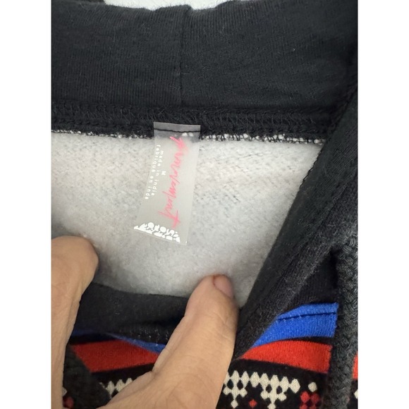 Free People Movement Sprint To The Finish Hoodie Printed Tiger Knit Black M NWT - Picture 5 of 11